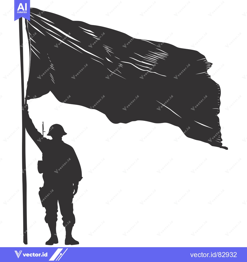 Premium Vector dari Silhouette of a soldier raising a flag