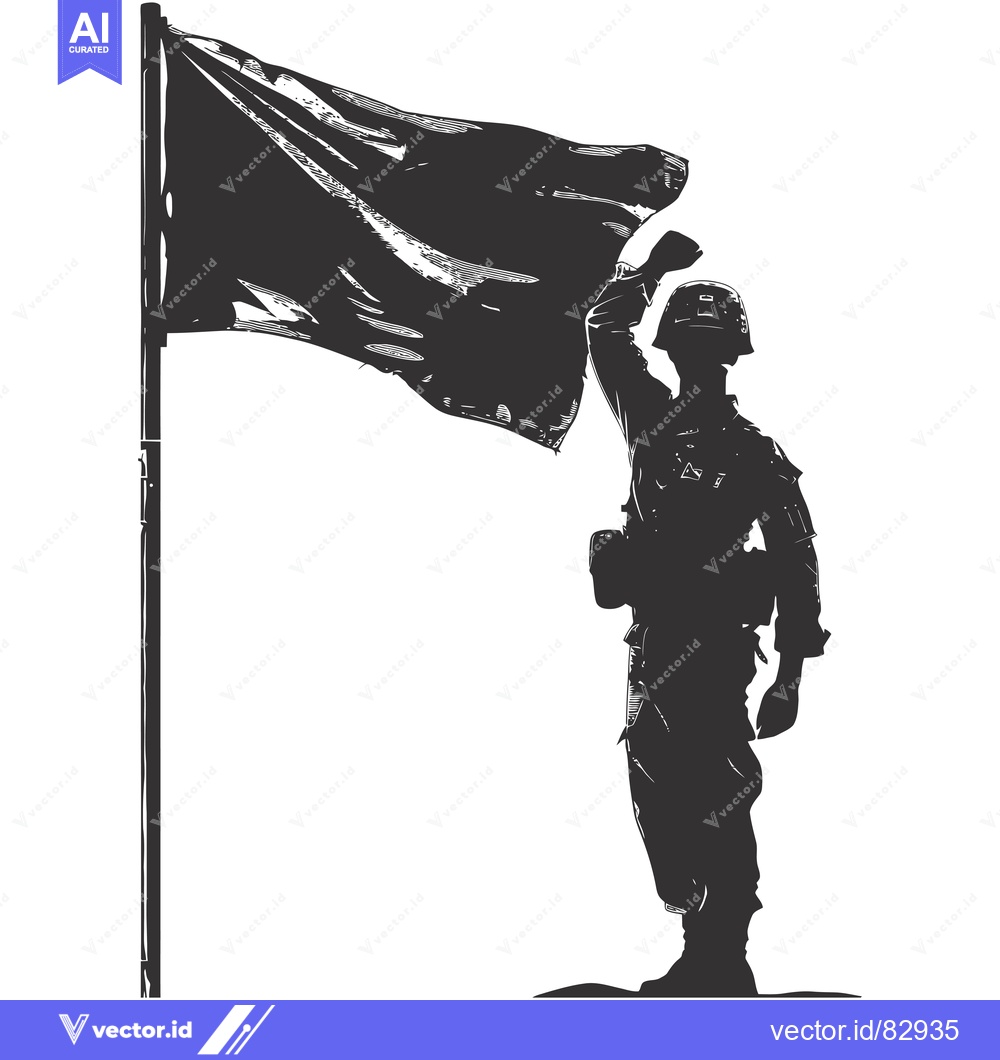 Premium Vector dari Silhouette of a soldier saluting a flag
