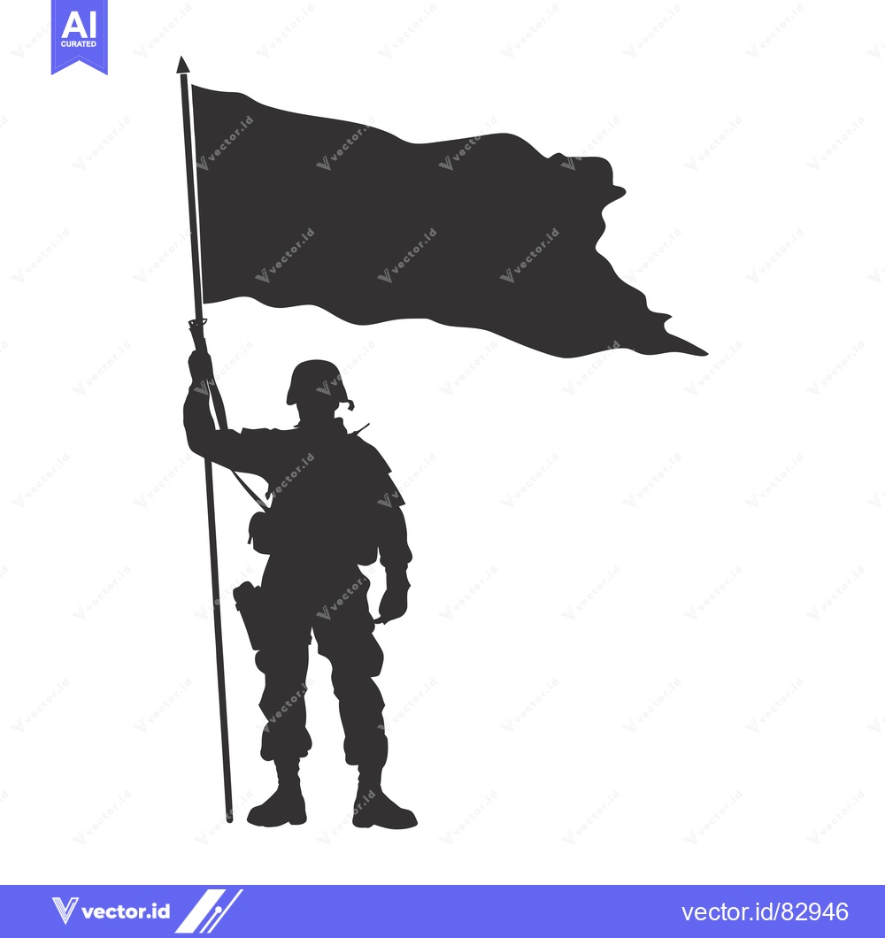 Premium Vector dari Silhouette of a Soldier Holding a Flag