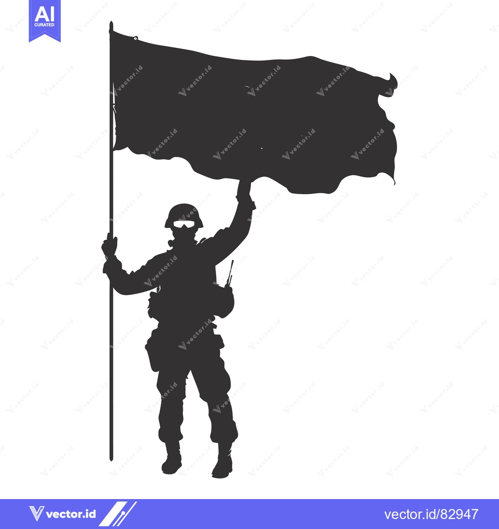 Premium Vector dari Silhouette of a Soldier Holding a Flag