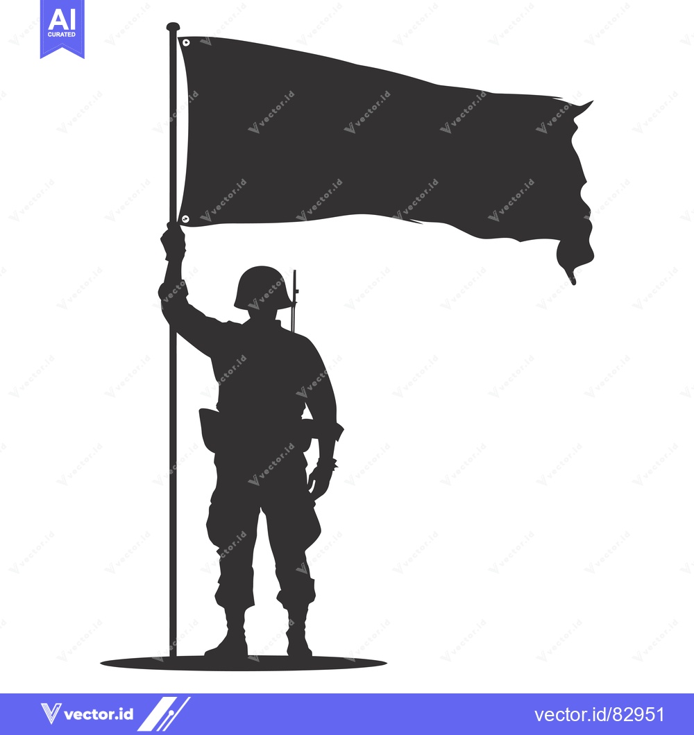Premium Vector of Silhouette of a Soldier Holding a Blank Flag