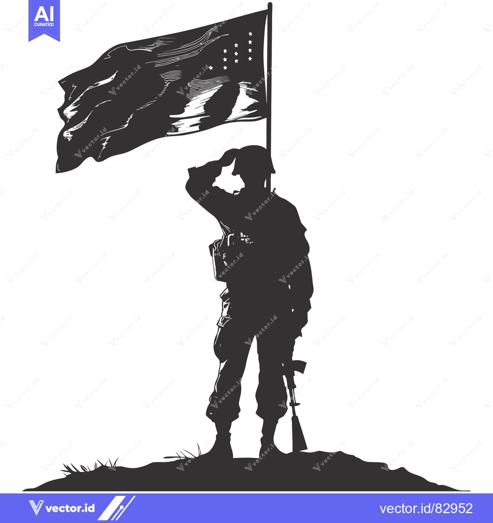 Premium Vector of Silhouette of a Soldier Saluting an American Flag