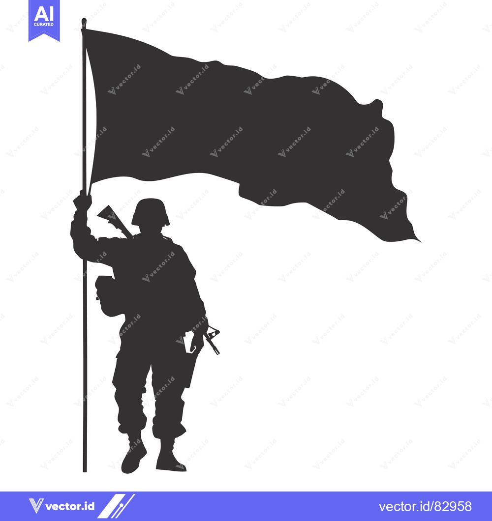Premium Vector dari Silhouette of a Soldier Raising a Flag