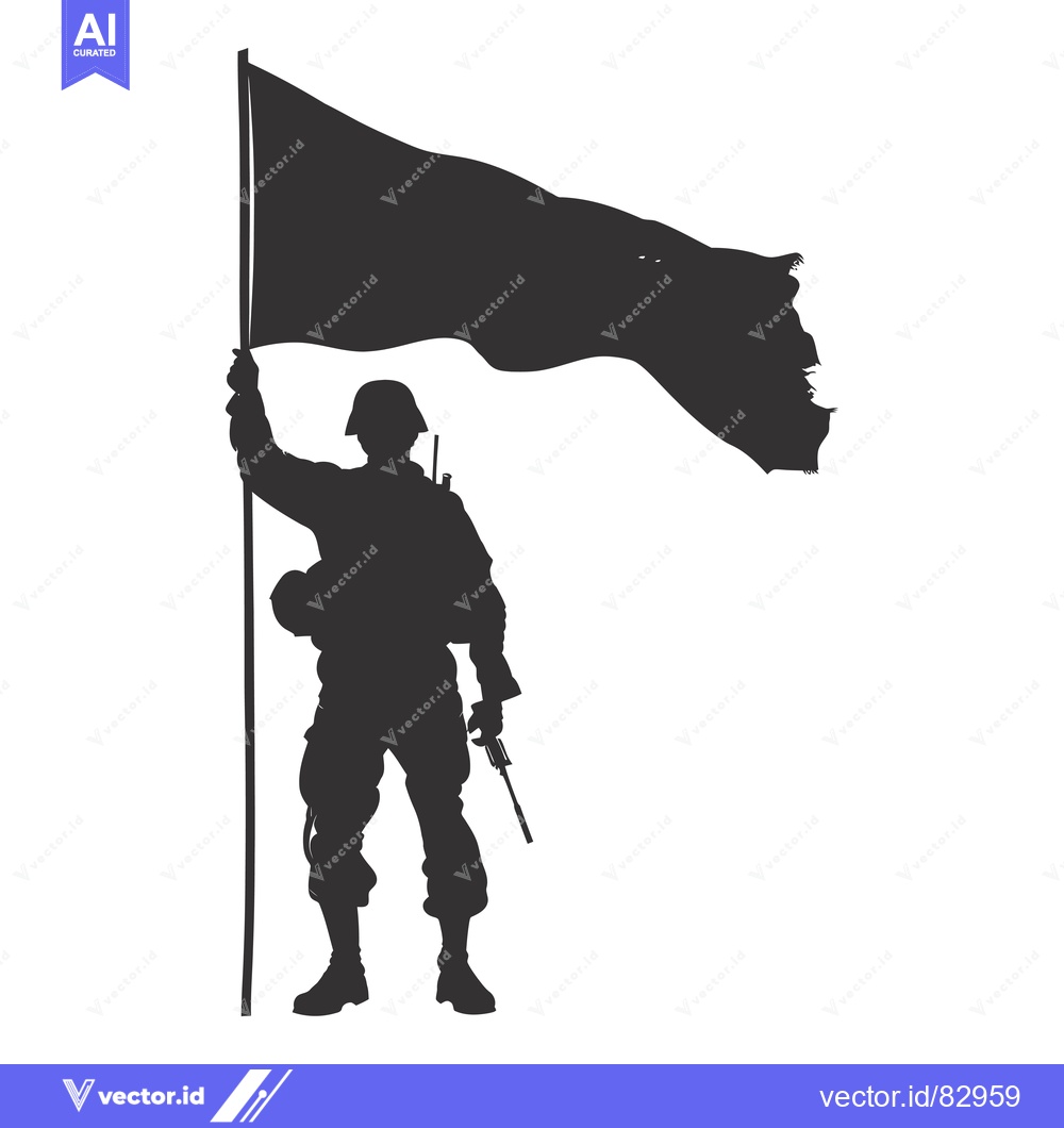 Premium Vector of Silhouette of a Soldier Holding a Torn Flag