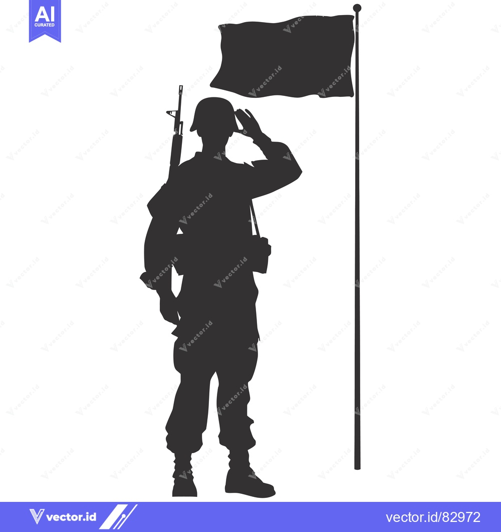 Premium Vector dari Silhouette of a Soldier Saluting a Flagpole