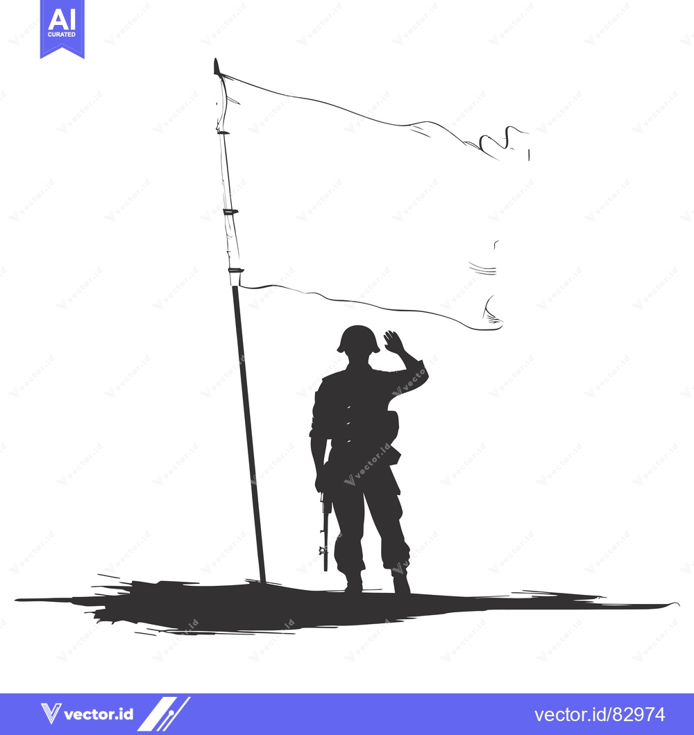 Premium Vector of Silhouetted Soldier Saluting a White Flag