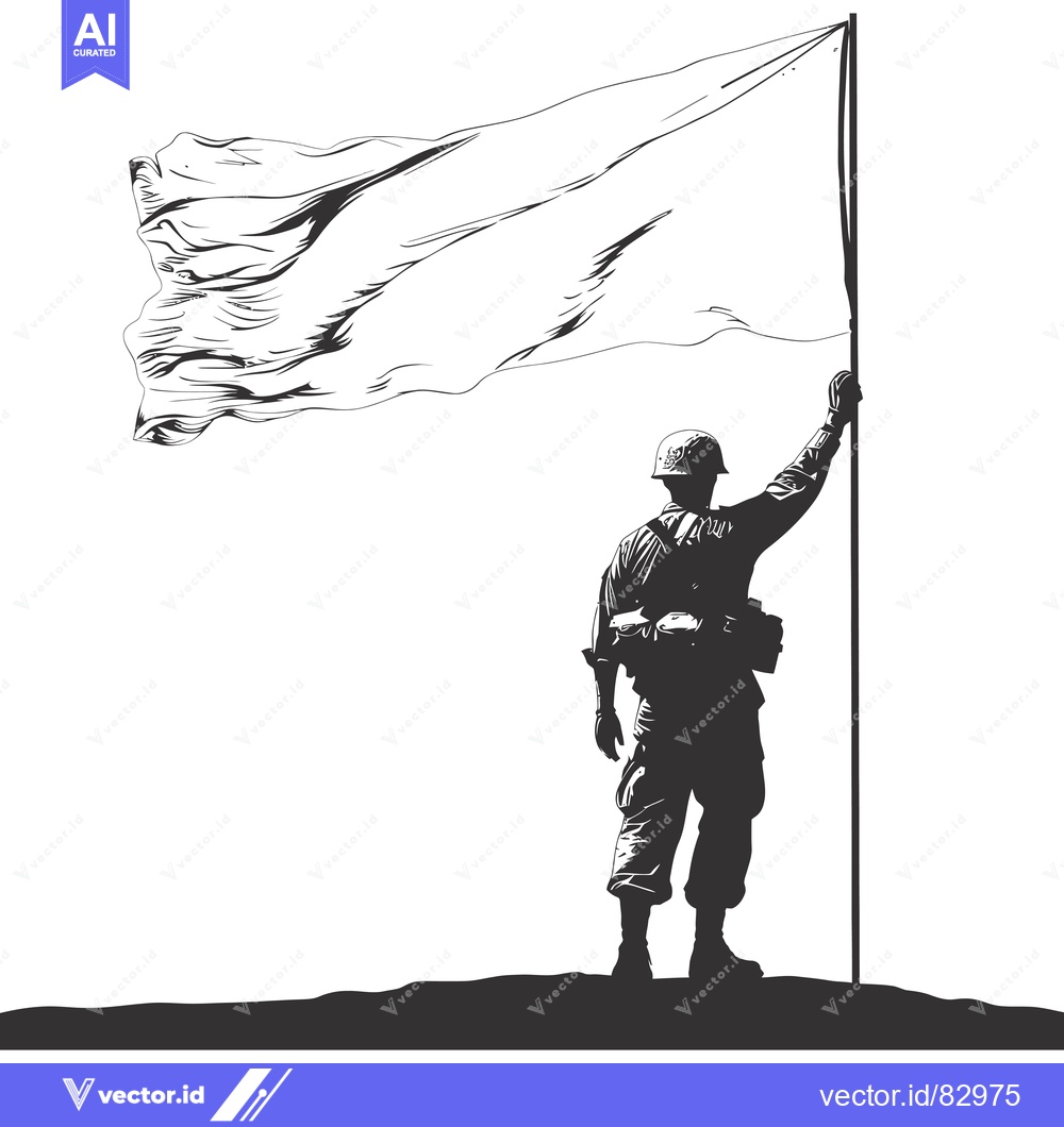 Premium Vector of Silhouette of a Soldier Holding a White Flag