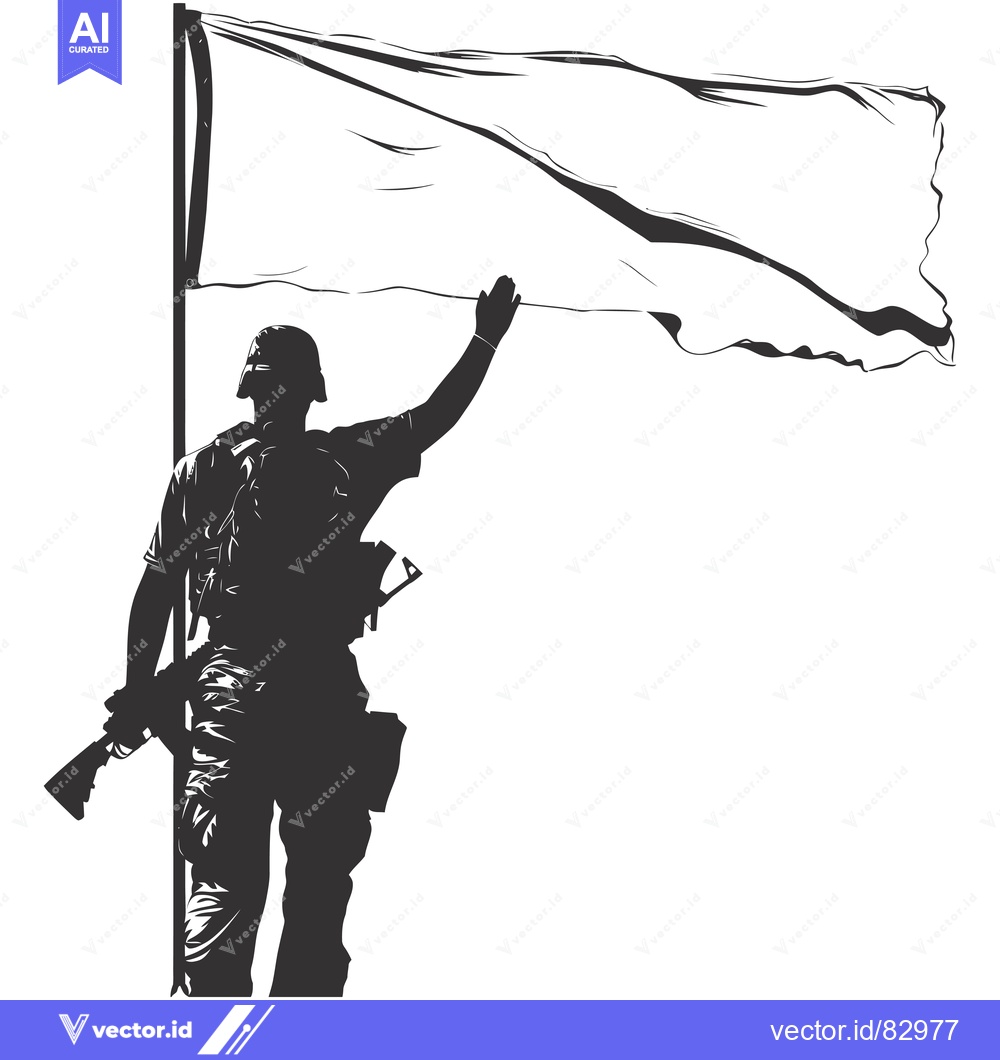 Premium Vector of Silhouette of a Soldier Raising a White Flag
