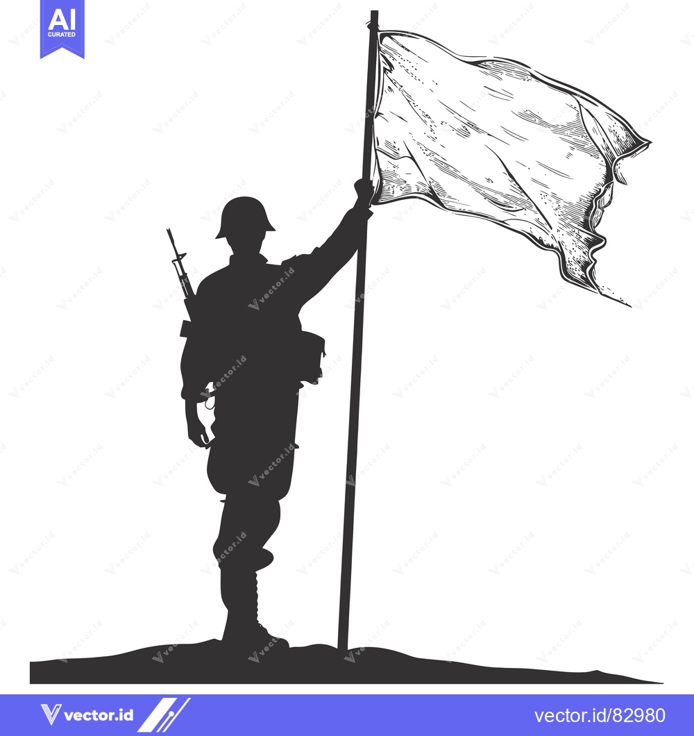 Premium Vector of Silhouette of a Soldier Raising a White Flag