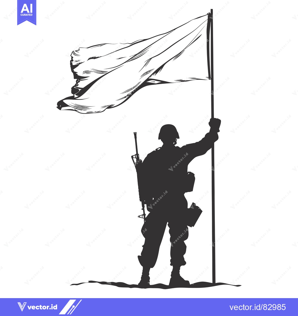 Premium Vector of Silhouette of a Soldier Raising a White Flag