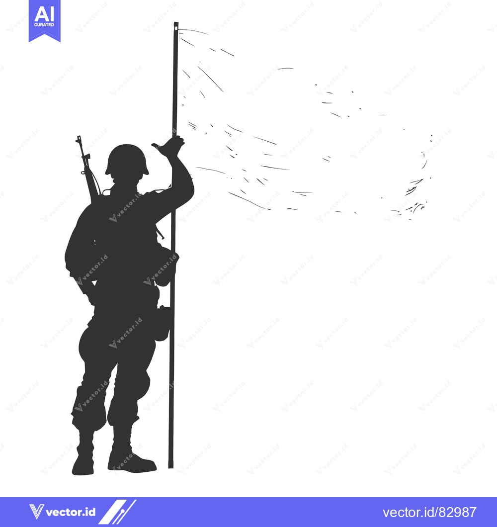 Premium Vector dari Silhouette of a Soldier Saluting a Flagpole