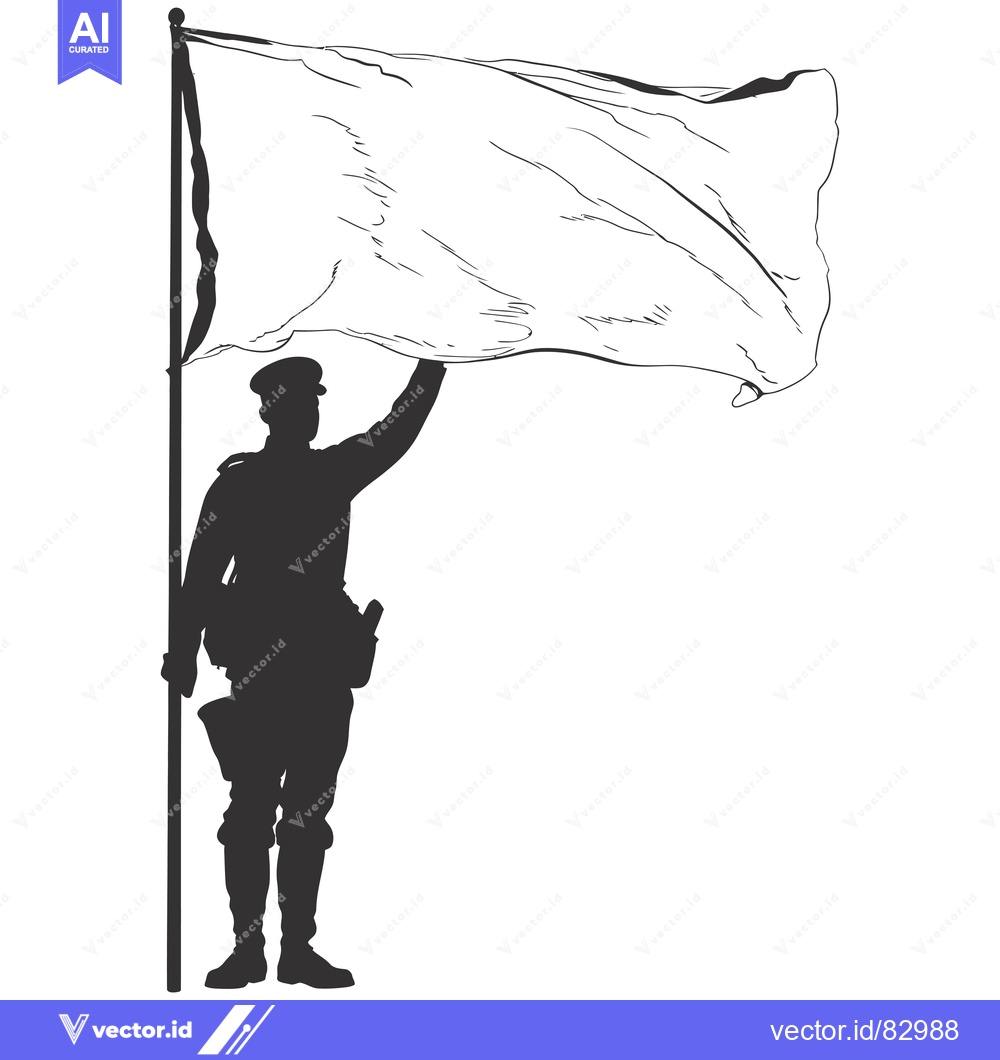 Premium Vector of Silhouette of a Soldier Holding a White Flag