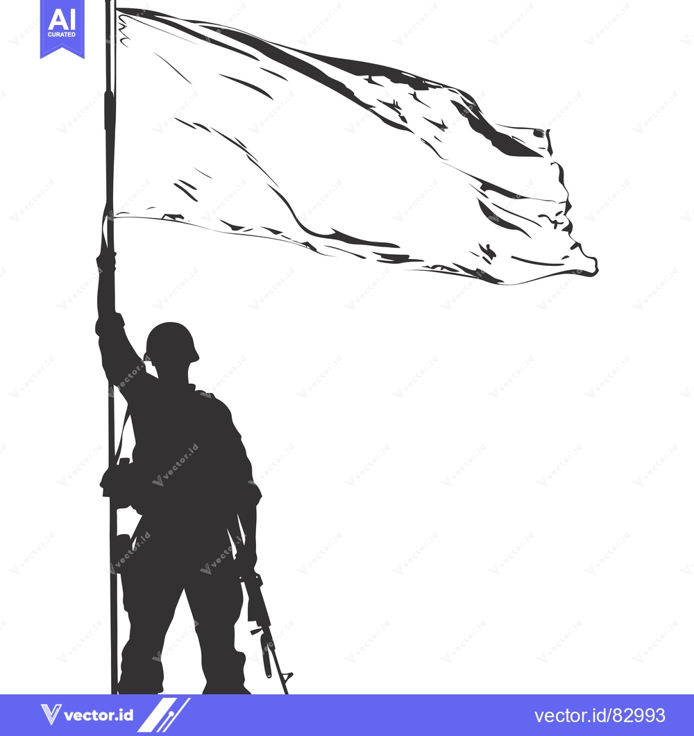 Premium Vector dari Silhouette of a Soldier Raising a White Flag