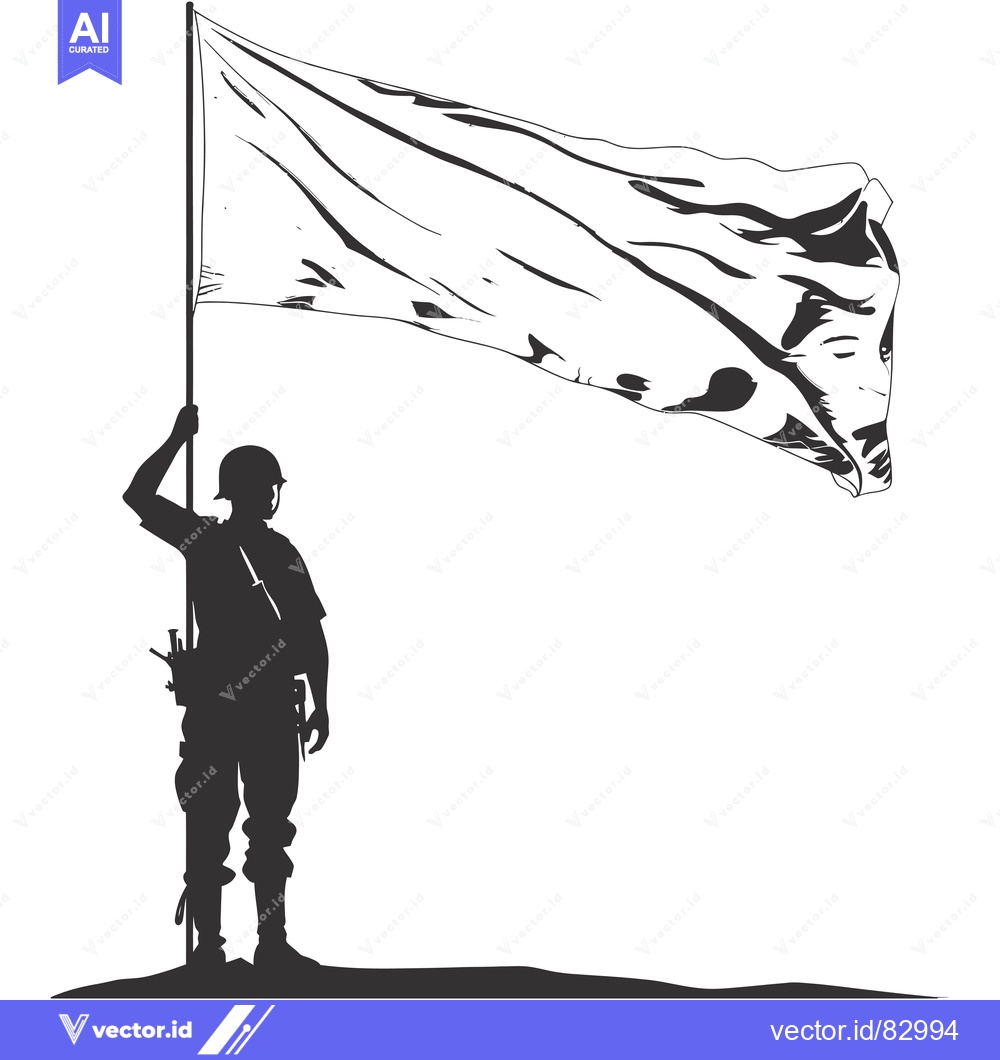 Premium Vector dari A Soldier Holding a White Flag in Silhouette