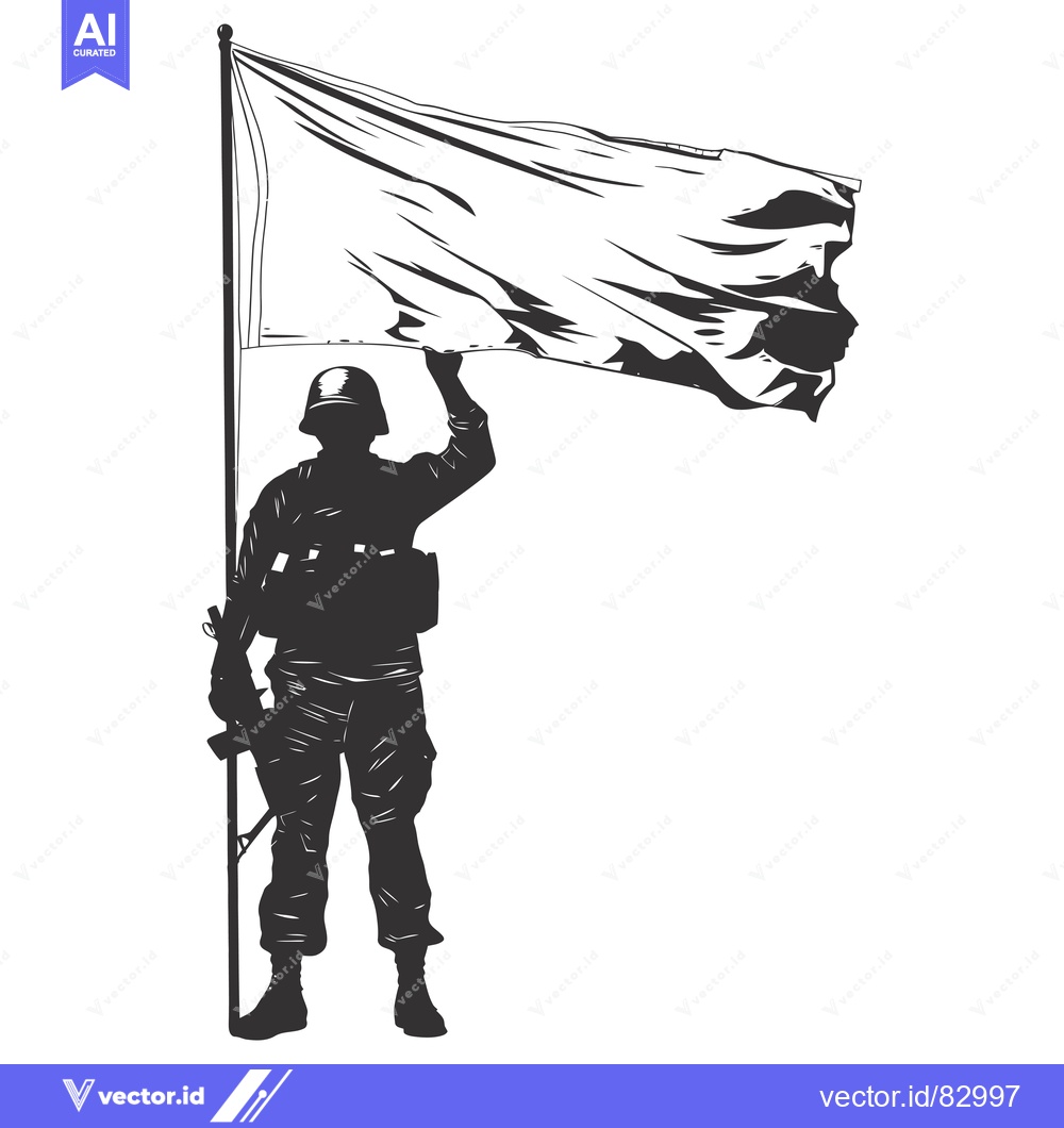 Premium Vector of Silhouette of a Soldier Raising a White Flag