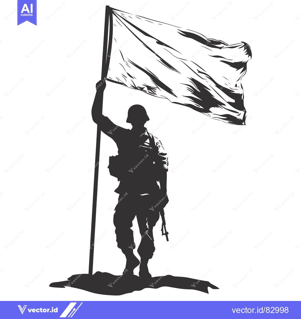 Premium Vector dari Silhouette of a soldier holding a white flag