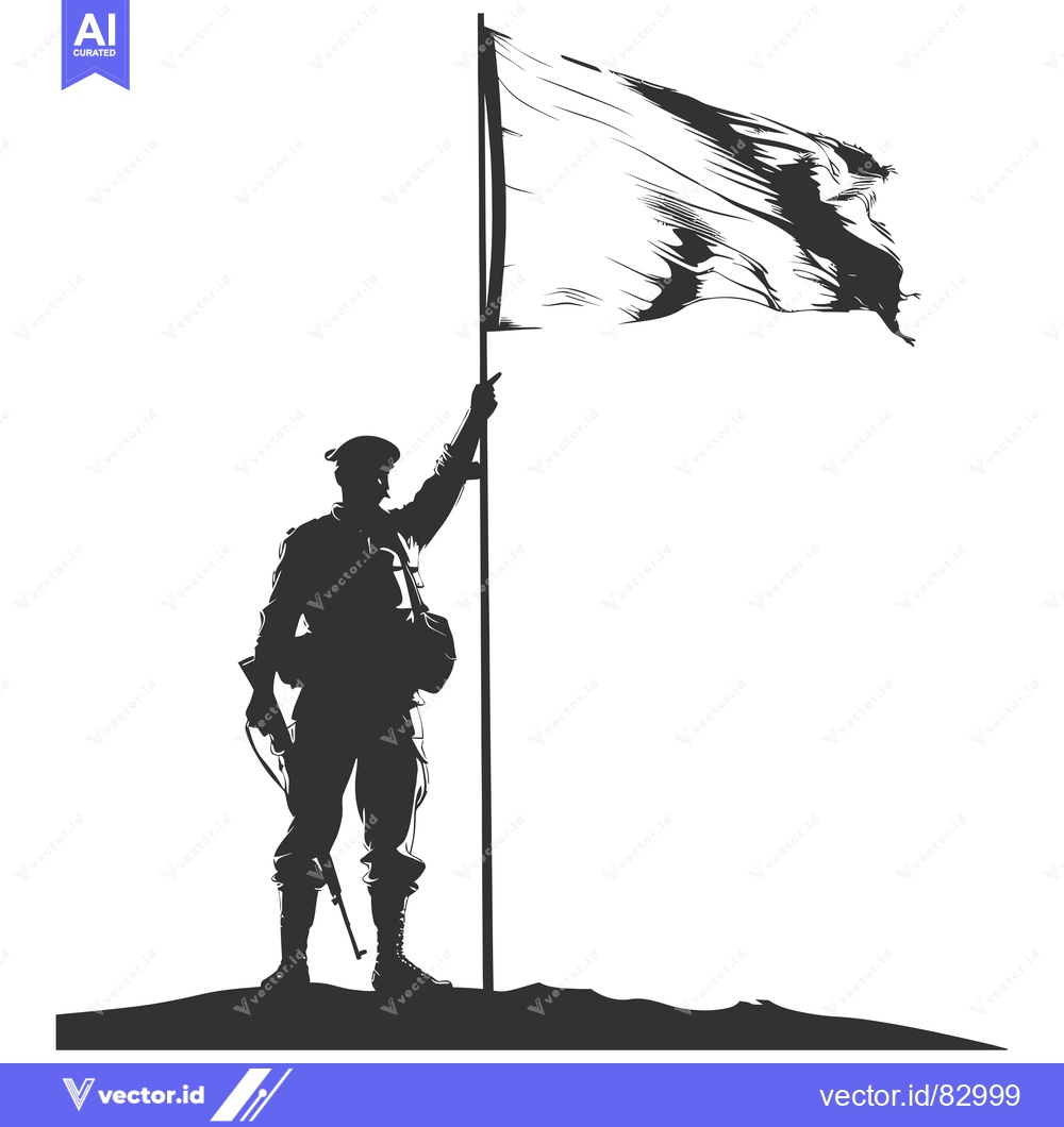 Premium Vector of Silhouette of a Soldier Raising a Torn Flag