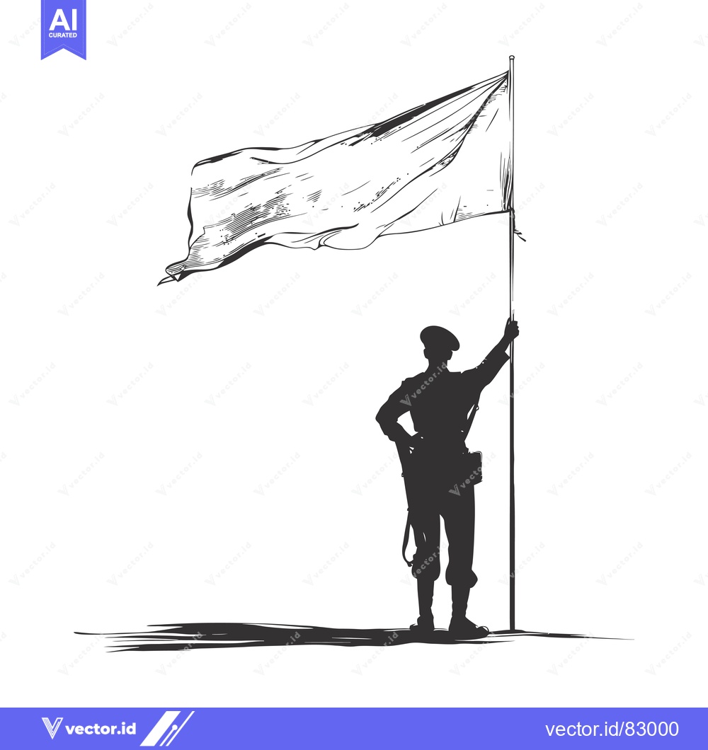 Premium Vector dari Silhouette of a Soldier Holding a White Flag