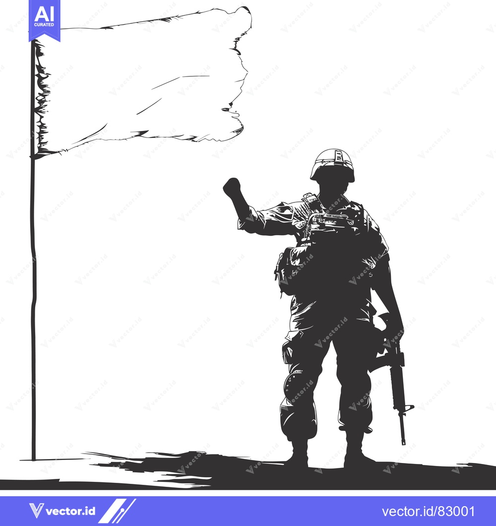 Premium Vector dari A Silhouette of a Soldier Raising a White Flag