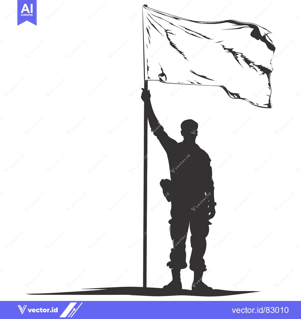 Premium Vector of Silhouette of a Soldier Raising a White Flag