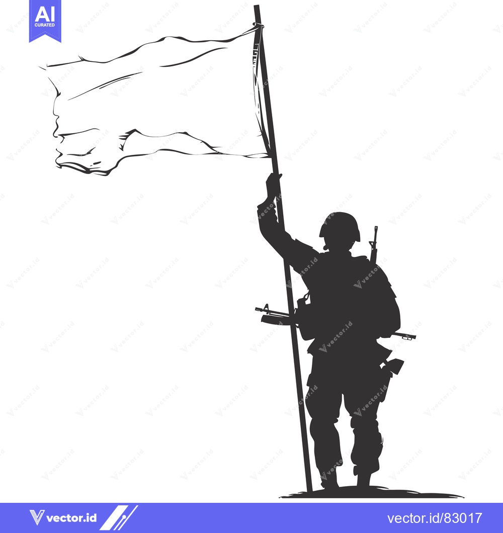 Premium Vector of Soldier Raising a White Flag in Surrender