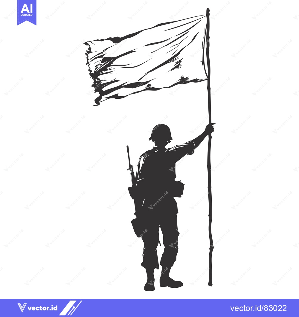 Premium Vector of Soldier Silhouette Holding a White Flag and a Rifle