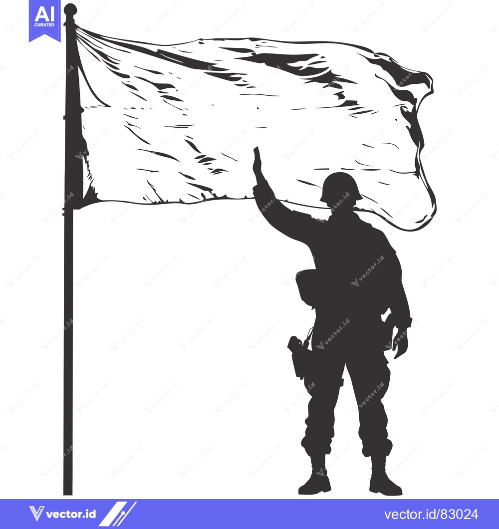 Premium Vector of A Silhouette of a Soldier Saluting a Blank Flag