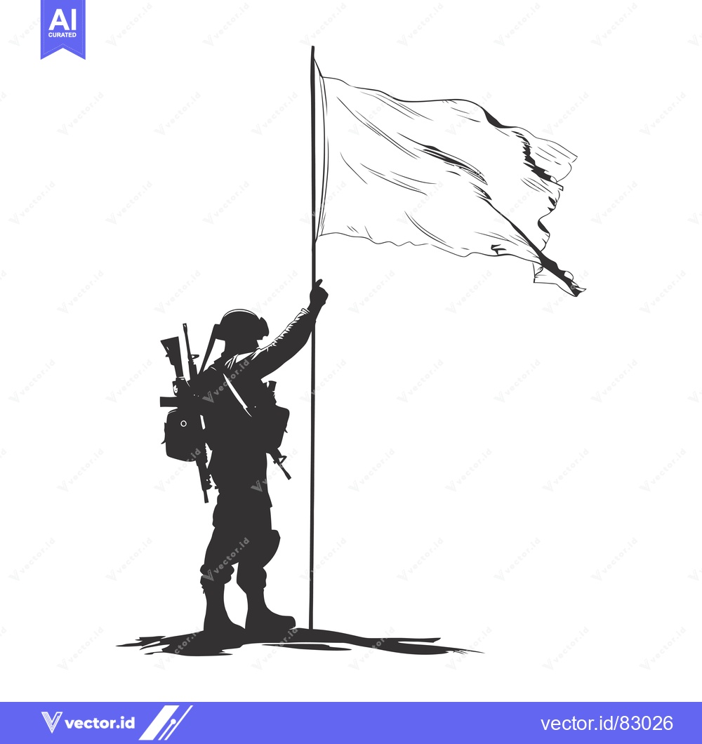 Premium Vector of Silhouette of a soldier raising a white flag