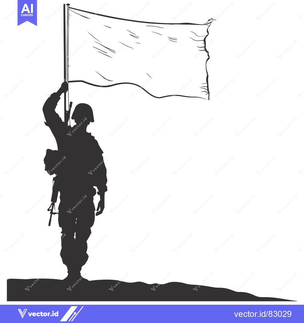 Premium Vector of Silhouette of a Soldier Holding a White Flag