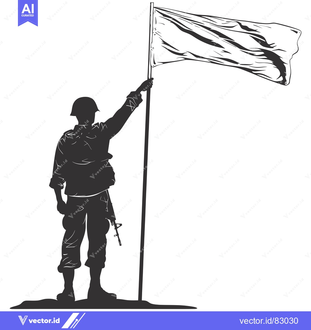 Premium Vector dari Silhouette of a Soldier Raising a White Flag