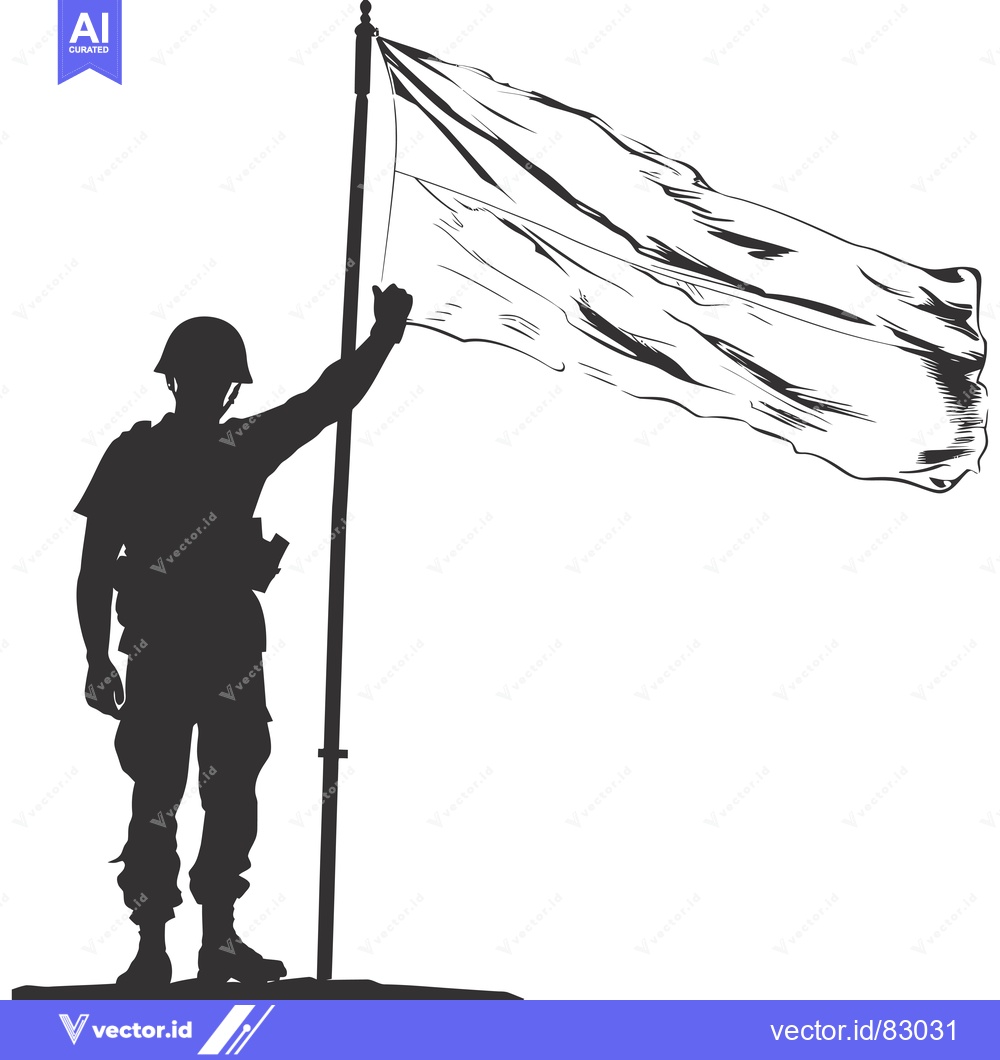 Premium Vector dari Silhouette of a Soldier Raising a White Flag