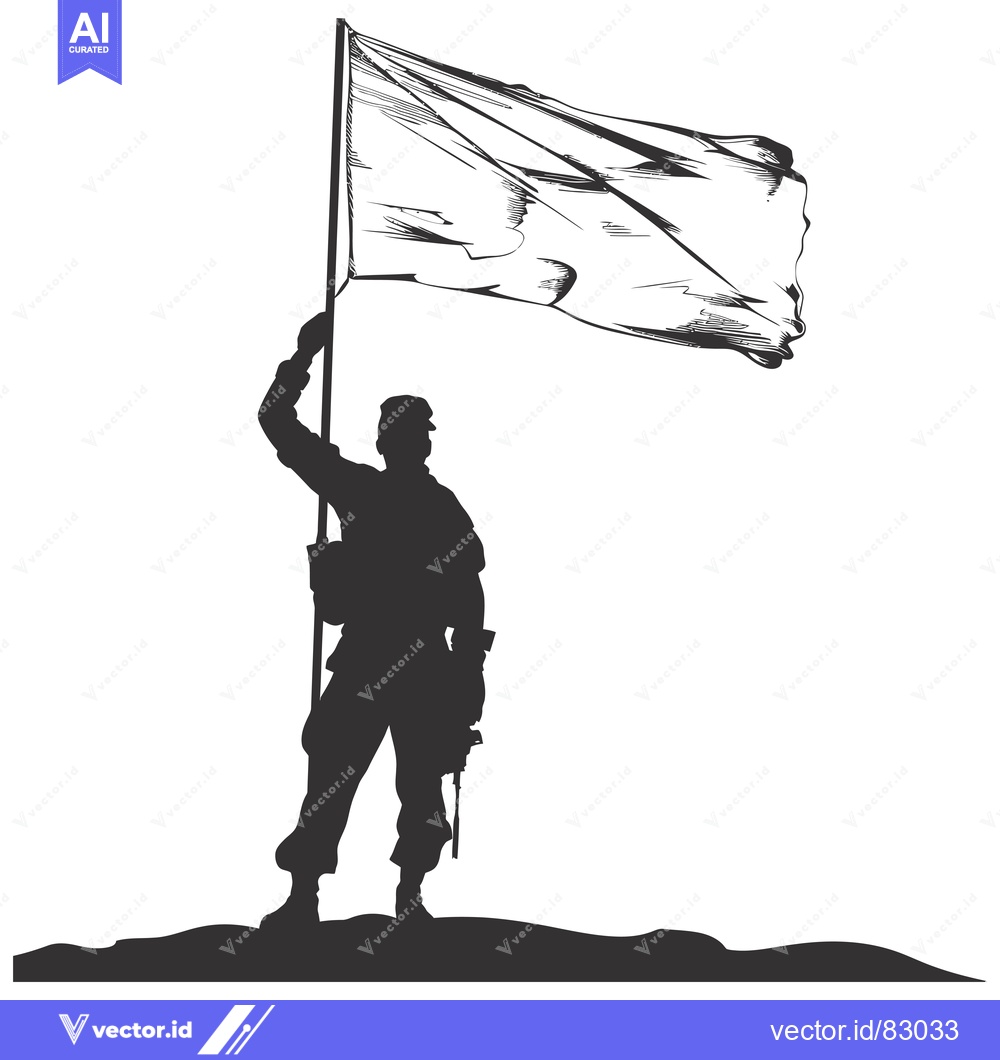 Premium Vector dari Silhouette of a Soldier Raising a Flag