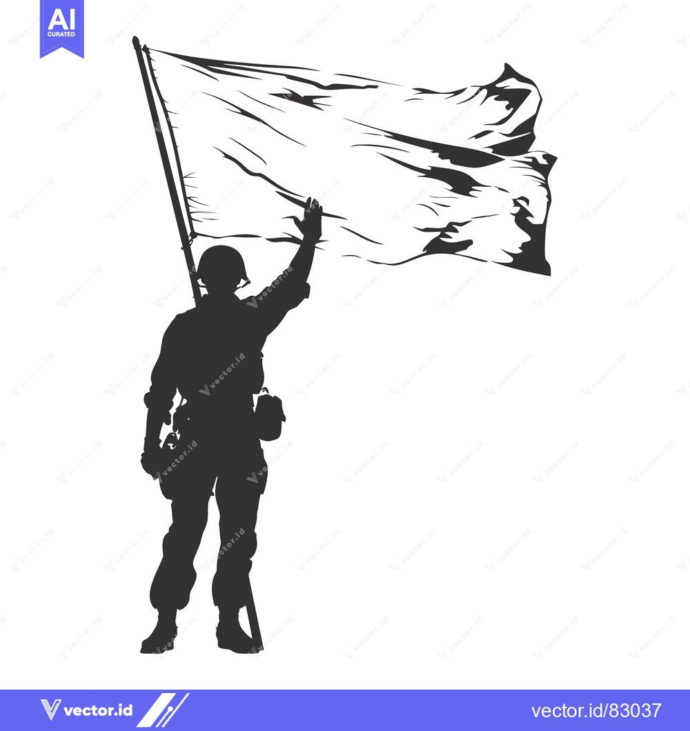 Premium Vector dari Silhouette of a Soldier Raising a White Flag