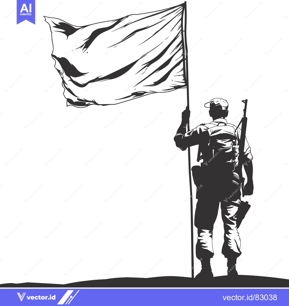 Premium Vector of Silhouette of a Soldier Holding a White Flag