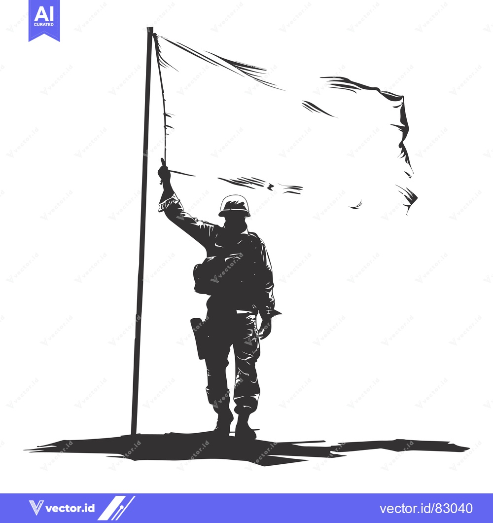 Premium Vector of Silhouette of a Soldier Raising a Blank White Flag