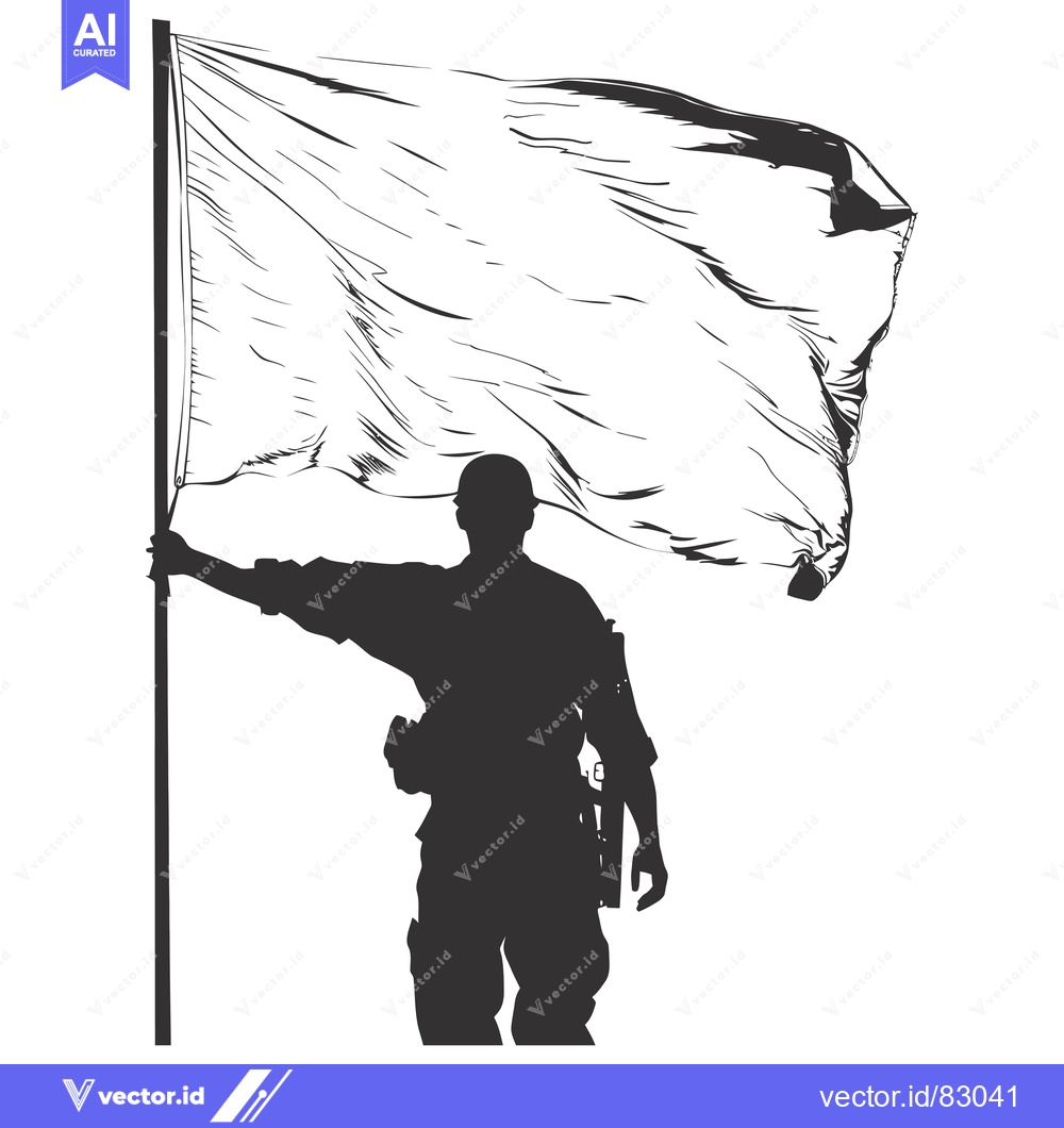 Premium Vector of Silhouette of a soldier holding a white flag