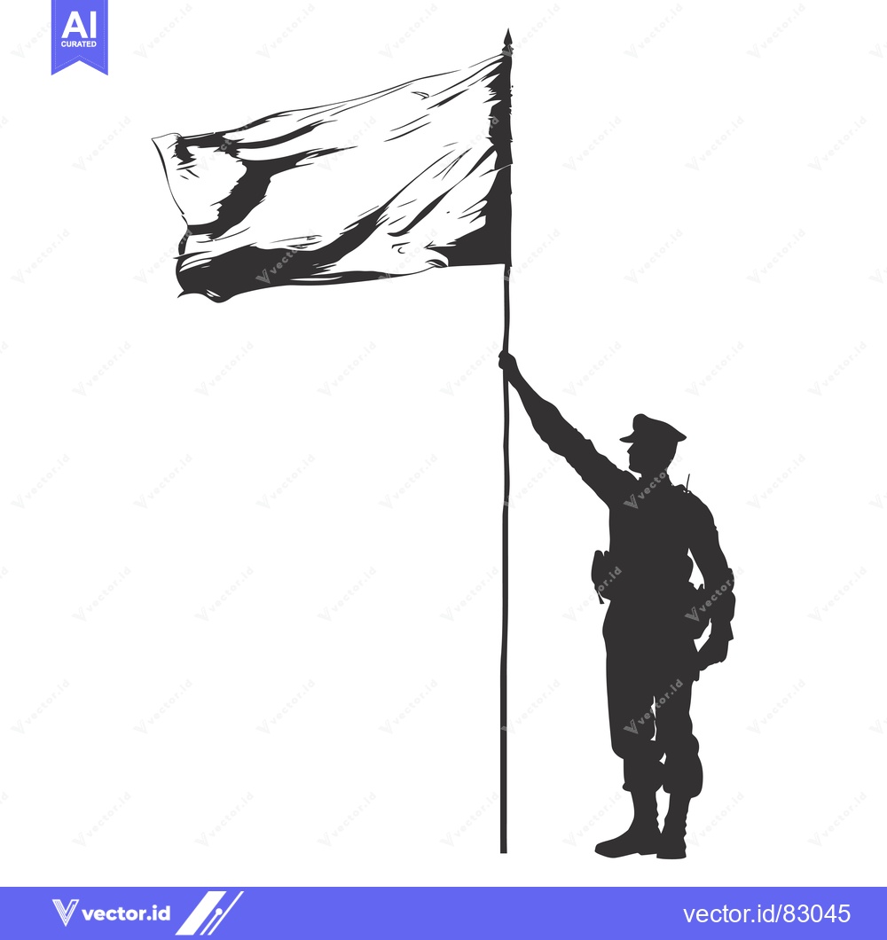 Premium Vector of Silhouette of a Soldier Holding a Flag
