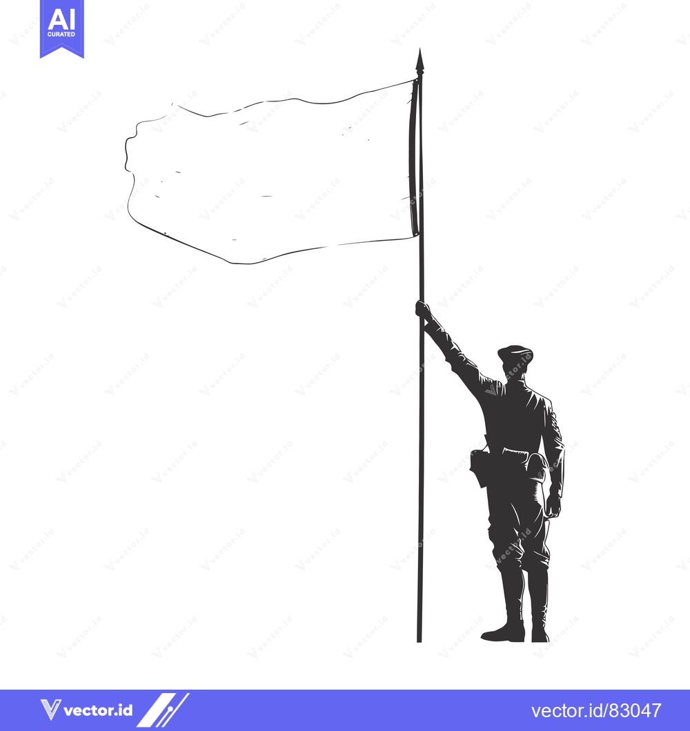 Premium Vector dari Silhouette of a Soldier Holding a White Flag