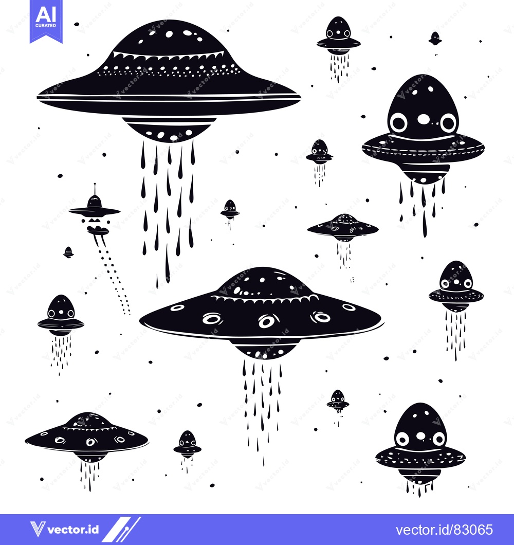 Premium Vector dari A Black and White Illustration of Numerous Flying Saucers in Space