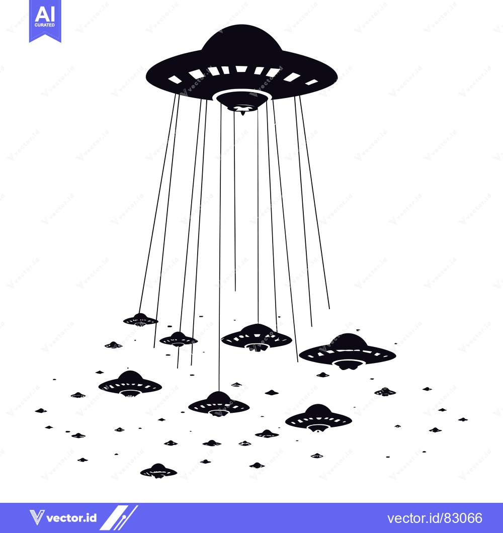 Premium Vector dari A large UFO with smaller UFOs descending from it