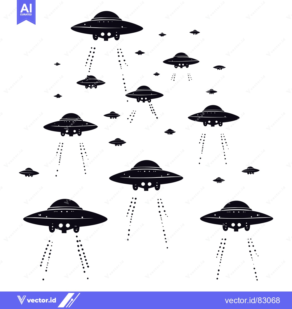 Premium Vector dari Multiple UFOs Flying in Formation with Beam Lights