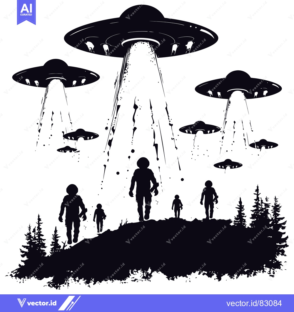 Premium Vector dari Aliens Abducting People from a Forest