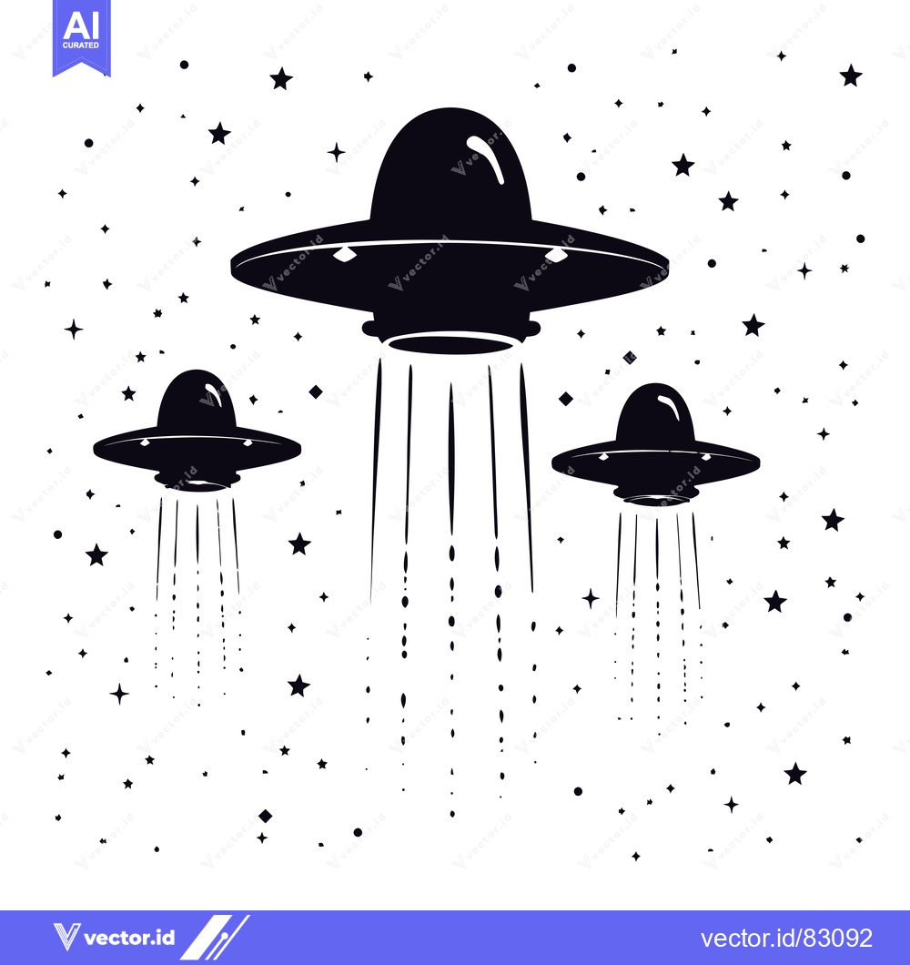 Premium Vector dari Three UFOs Flying Through a Starry Night Sky