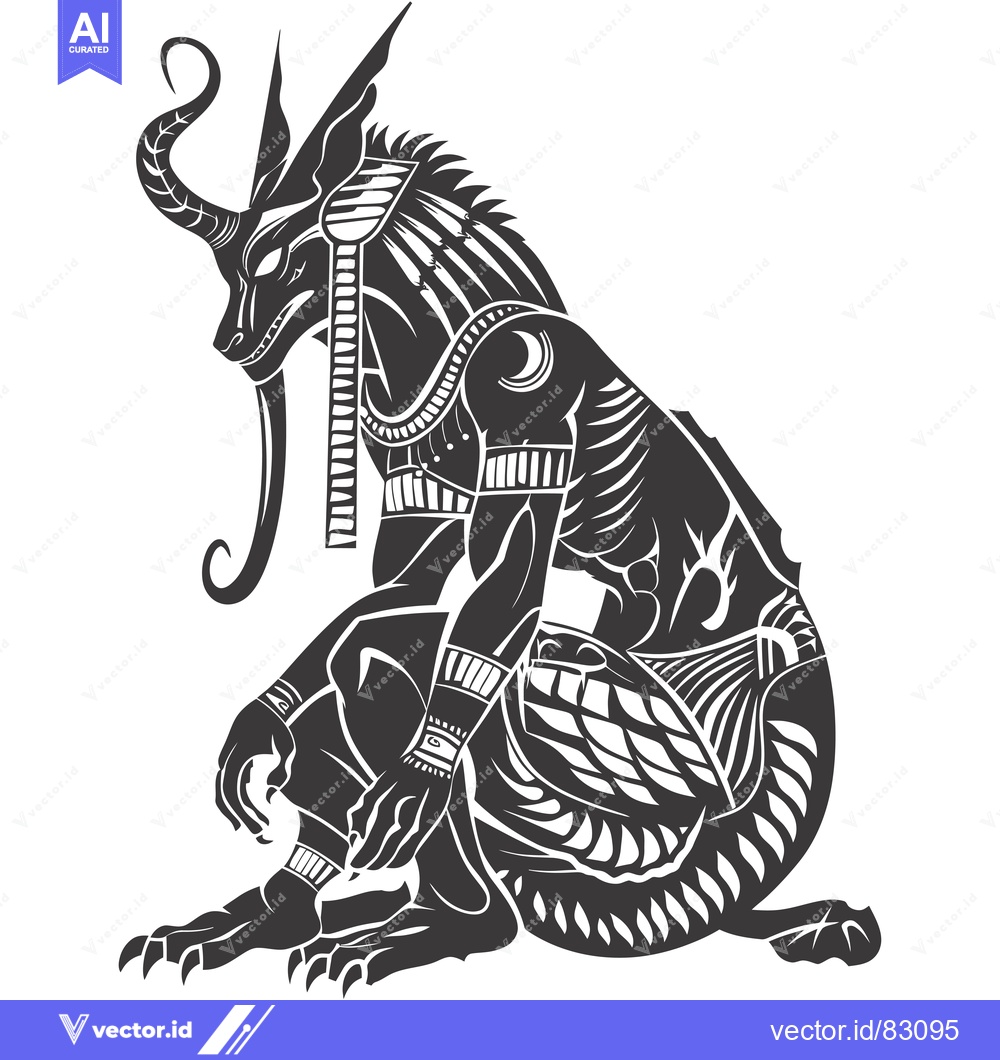 Premium Vector dari Anubis, Egyptian God of the Dead, with a Human Body and a Jackal Head