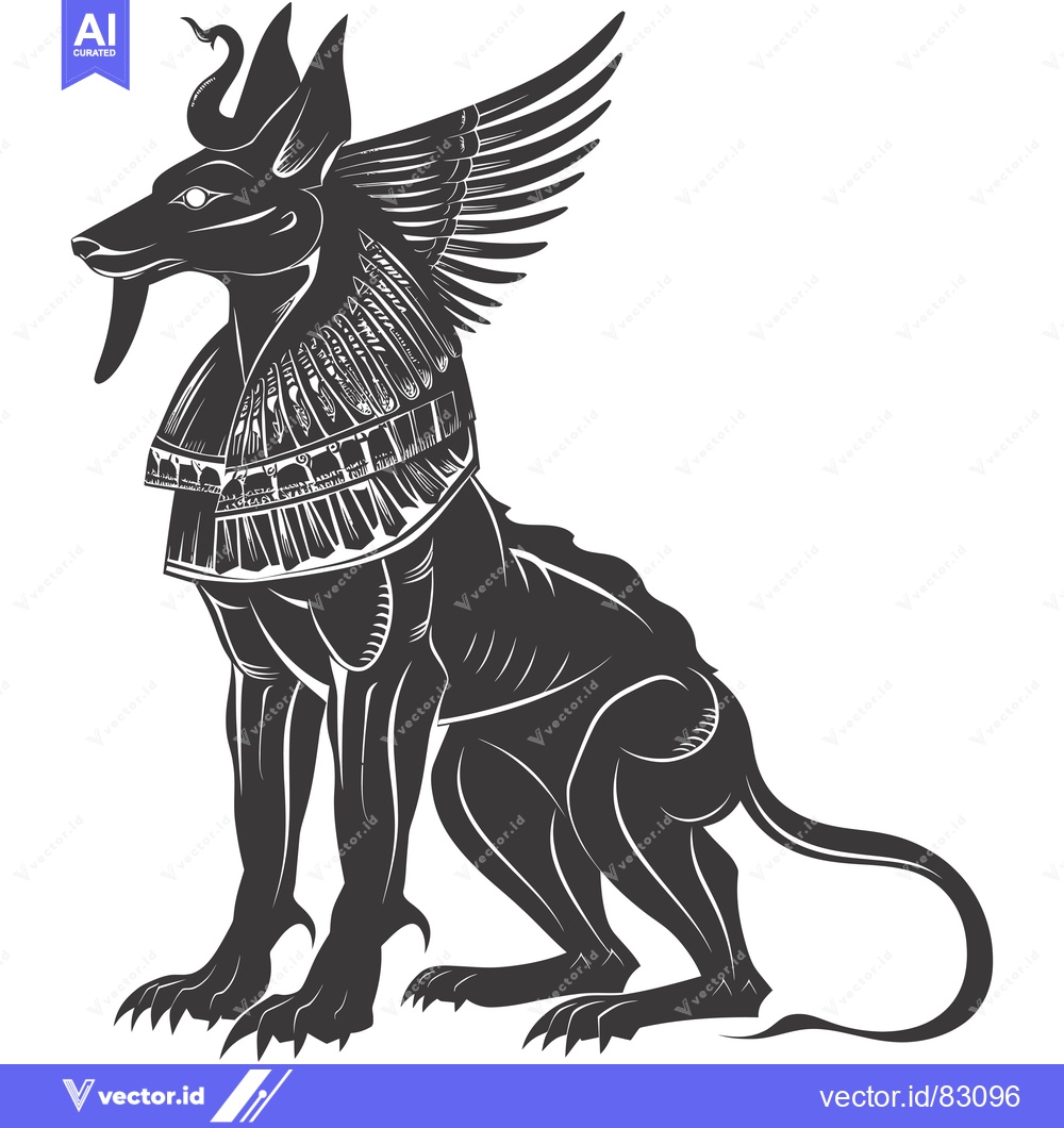 Premium Vector dari Anubis, the Egyptian God of the Dead, Depicted as a Jackal with Wings