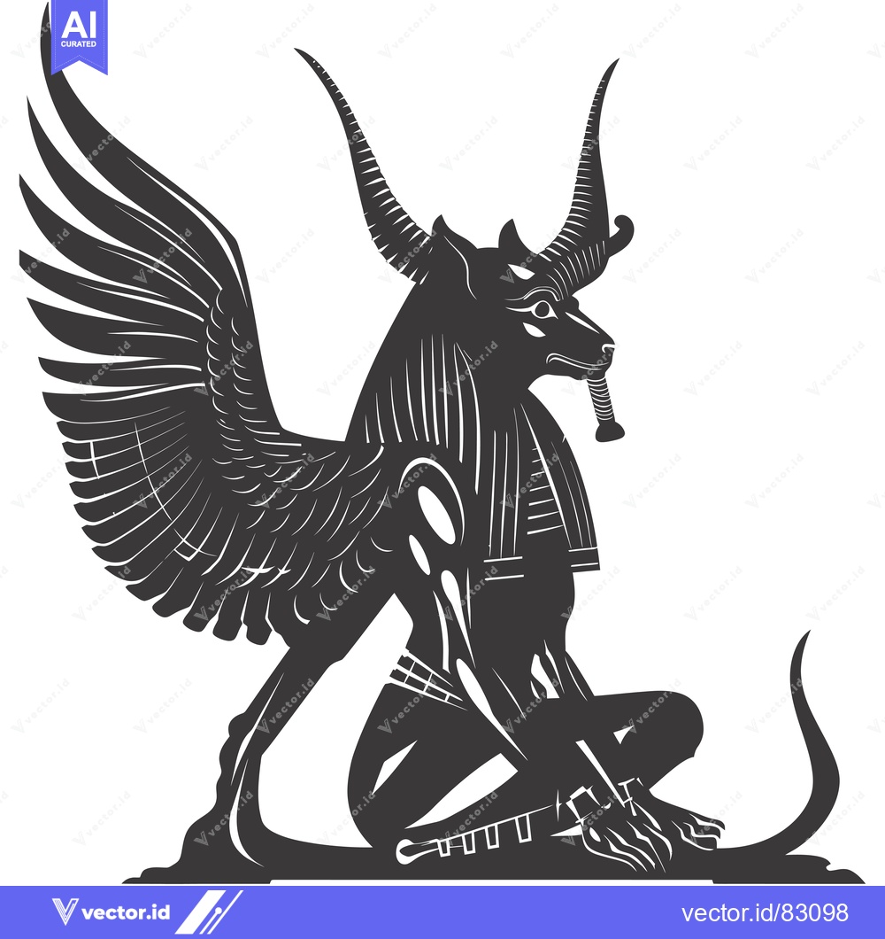 Premium Vector of A Detailed Silhouette of the Egyptian God Anubis with Wings