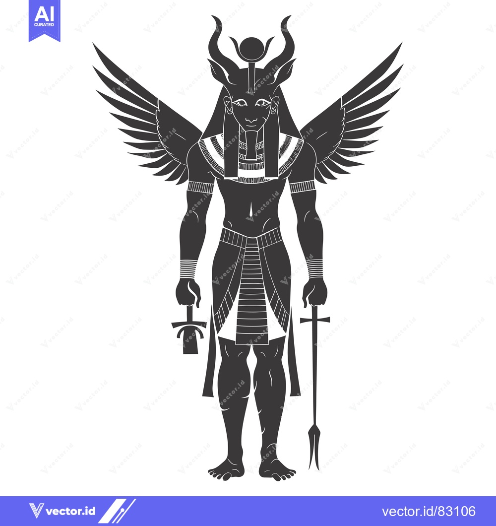 Premium Vector dari Black and White Silhouette of the Egyptian God Horus