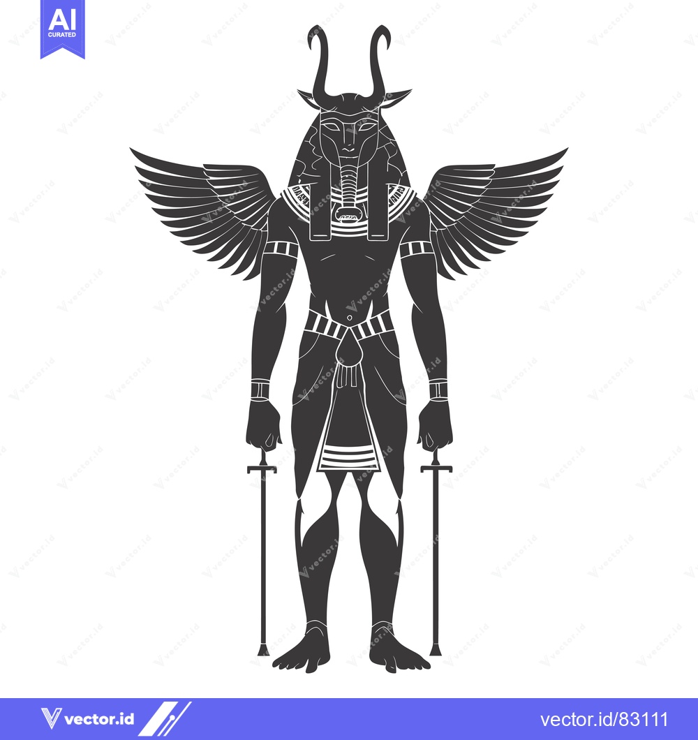 Premium Vector of Black and White Illustration of the Egyptian God Horus