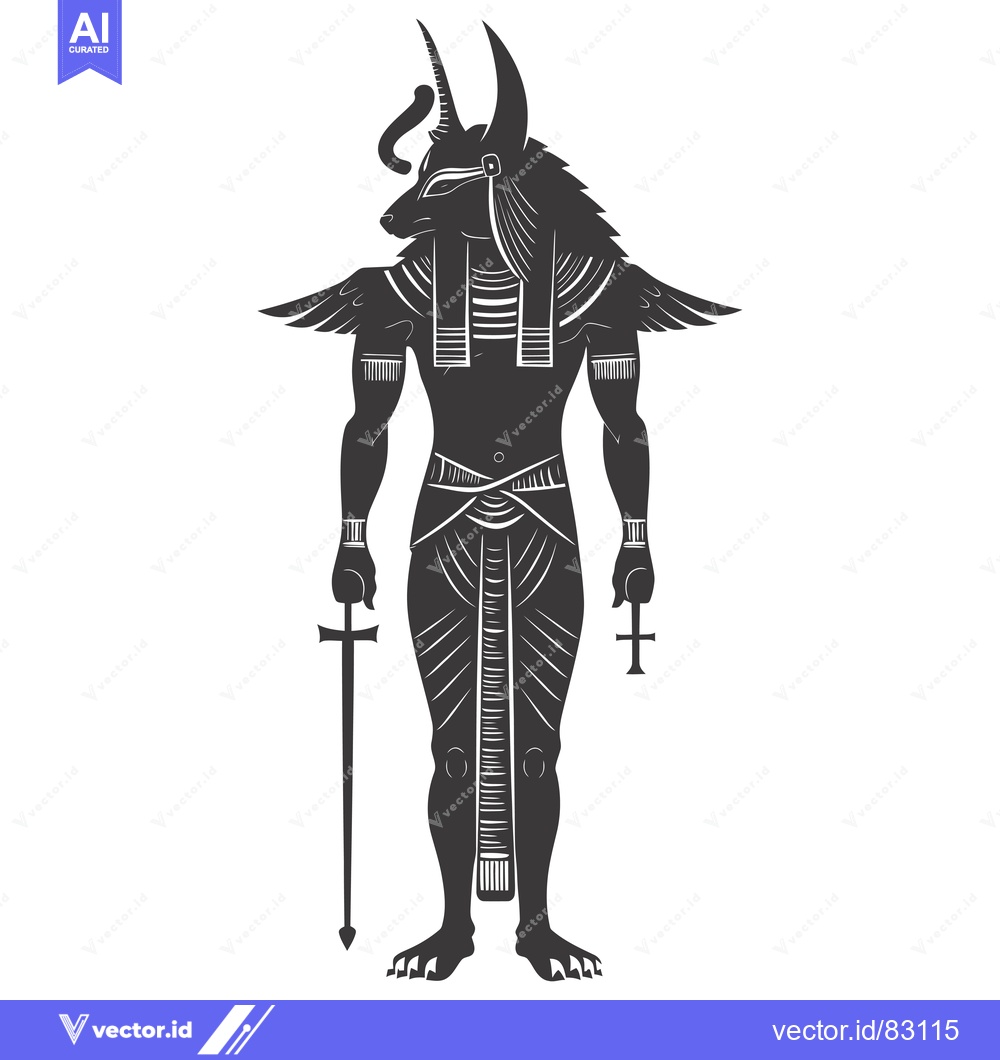 Premium Vector dari Anubis, the Egyptian God of the Dead, Depicted as a Jackal-Headed Huma