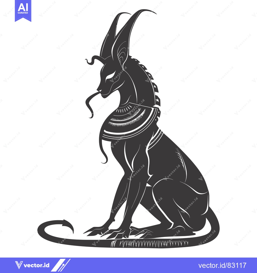 Premium Vector of A Black and White Silhouette of Bastet, the Egyptian Cat Goddess